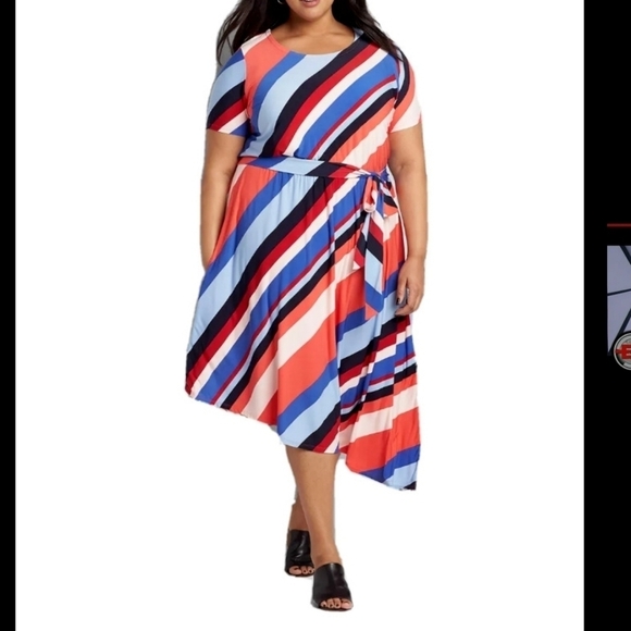 Lane Bryant Dresses & Skirts - Lane Bryant midi asymmetrical hem dress women 10/12 casual party  y2k Vavztion